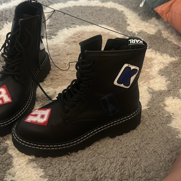 NWOT Karl Lagerfeld Paris Women’s Combat Boots. Dixie Logo - Picture 2 of 6
